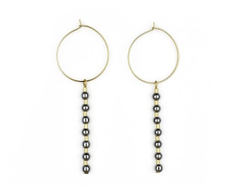 Brass hoops with Hematite-Zoe