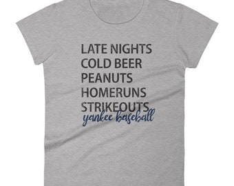 Women's Yankees Baseball Short Sleeve T-Shirt | Ladies Yanks Shirt | New York Yankees Shirt