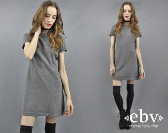 90s Mini Dress Grey Dress Gray Dress 90s Furry Dress 1990s Dress 90s Dress 90s Grunge Dress 90s Party Dress Fuzzy Dress 90s Club Dress S M