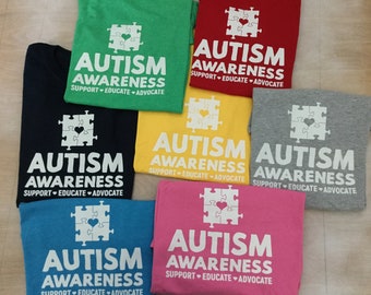 Autism Awareness Support T-shirt! Soft, Full of Love, Support, Fun colors