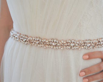 BELLAMY Rose Gold Wedding Dress Belt/ Bridal Sash