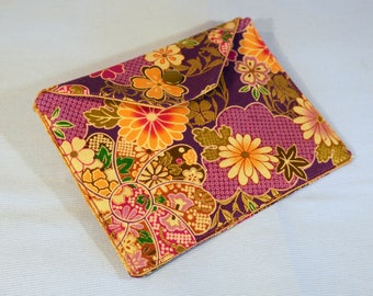 Envelope clutch - purple Japanese fabric