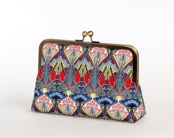 Sale-Art Nouveau Ikat Liberty of London Print clutch in Silk lining / wedding / party/ evening clutch / by Bag Noir