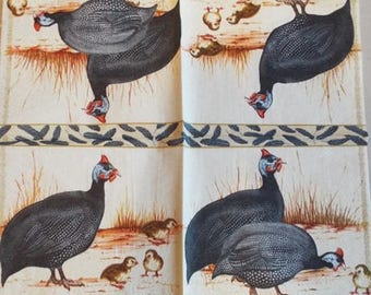 PAPER TOWEL Guinea fowl and their chicks #AN050