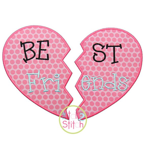 Best friends heart applique and jessecmault design sizes 4x4