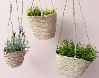 Hanging Basket || Hand Woven Palm Leaf Hanging Planter || Blumenampel || Boho Decor || Plant Pot Holder