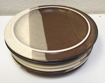 YARD SALE BLOWOUT - Fabrik Agate Pass Brown 6 Salad Plates Jim McBride Stoneware Mid Century