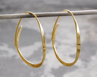 Hoop Earrings - Gold Hoop Earrings - Gold Earrings - Gold Drops - Gold Dangly Earrings, Gold Drop Earrings, Drop Hoop Earrings, Modern Hoops