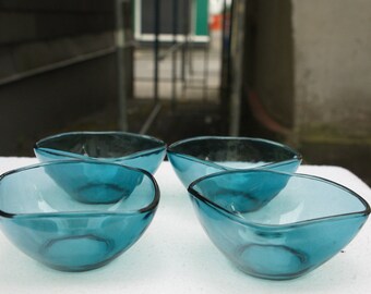 4 tourmaline-like bowls vintage from France, 60s