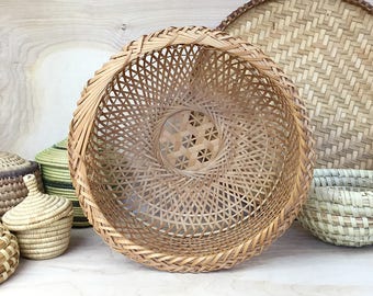 Open Weave Basket • Large Woven Plant Basket • Boho Basket • Wicker Basket Planter
