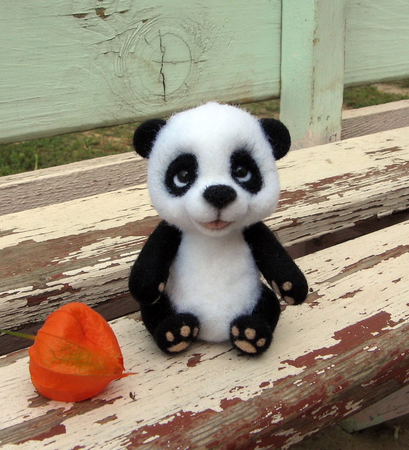 Felted Panda Bear Needle Felted Panda Toy Felt Organic toys