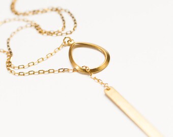 Lariat necklace, Gold Lariat necklace, Dainty Y Lariat Necklace, Skinny Bar Drop Necklace, Dainty Lariat Necklace, Bar Necklace, long