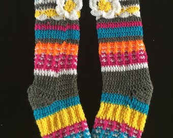 Crochet knee high socks