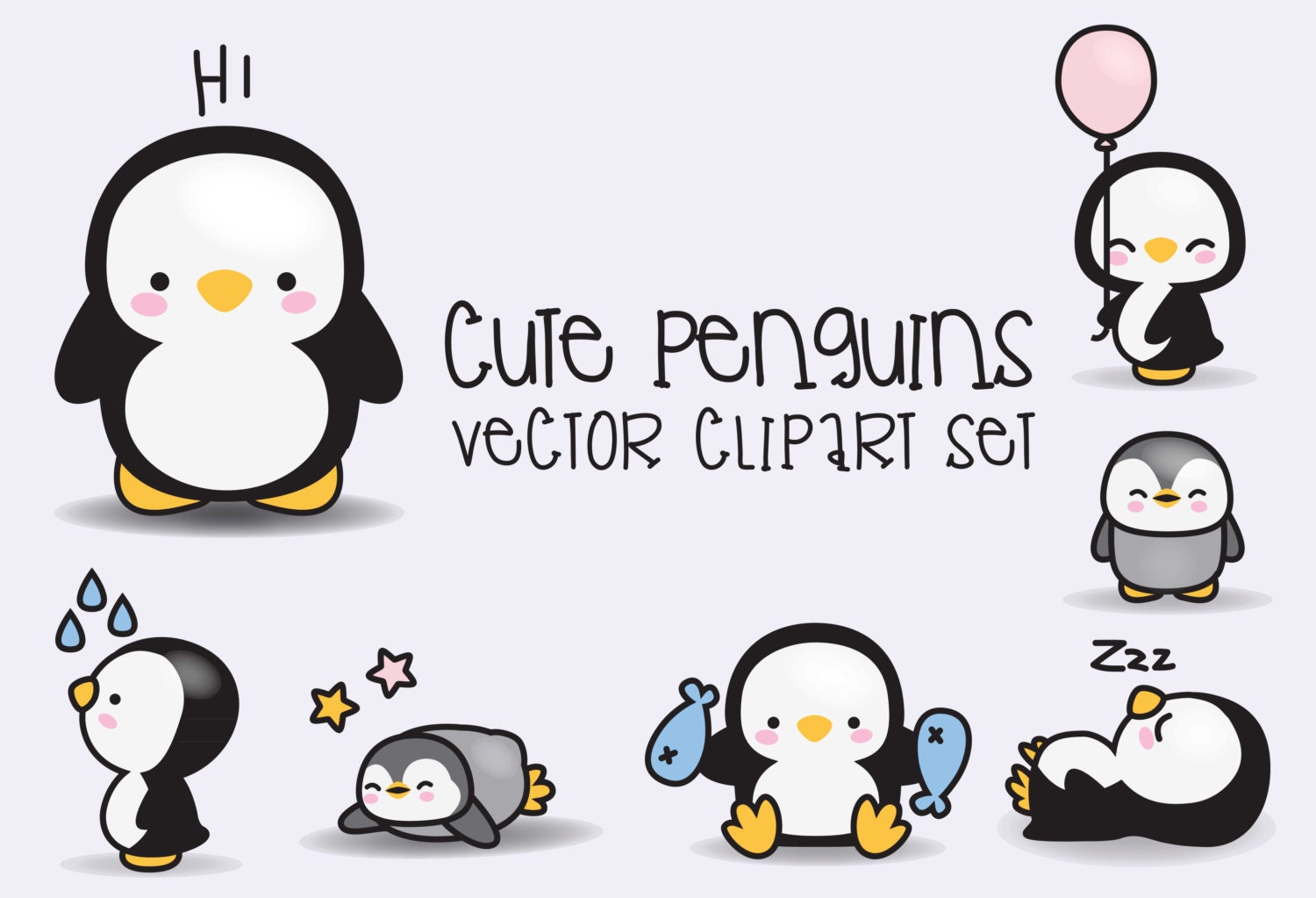 Download Premium Vector Clipart Kawaii Penguins Cute Penguins