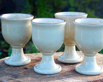 4 Glazed Stoneware Chalices / Goblets /Vessel- Handfasting - Pagan - Wicca - Ritual - Witchcraft - Solstice