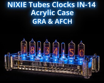 NIXIE Tubes Clocks IN-14 in Acrylic Case; Option: IR Remote, gps and Temperature Sensor