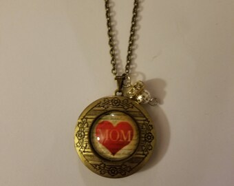 Handmade Mom Locket Necklace and Charm