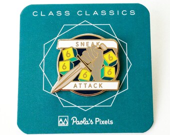 Sneak Attack Dungeons and Dragons Pin, Rogue pin, Dnd Enamel Pin, d20 Pin, Tabletop RPG pin, Dungeon Master Gift, D&D pin, Dnd Dice pin