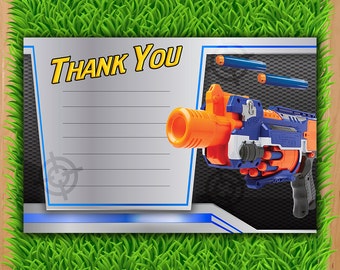 nerf thank you card etsy