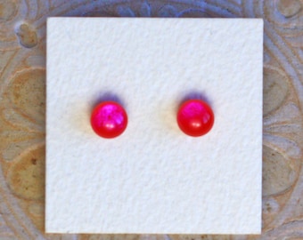 Dichroic Glass Earrings, Petite, Red Violet DGE-1211