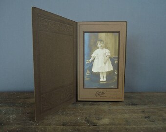 Antique Child Baby Photo from 1918, Vintage Photo in cardboard Frame