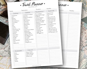 travel packing list etsy