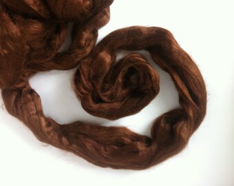 1 oz Tussah Silk Roving , Bark