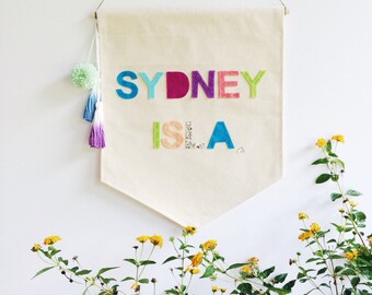 Custom Name Banner - Canvas wall Banner - 19 x 13in