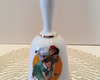 Norman Rockwell Bell ~ Knuckles Down ~ Limited Edition ~ The Danbury Mint ~ W Germany ~ Vintage