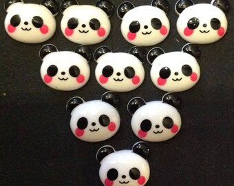 Resin Flatback Panda Embellishments 10 pcs