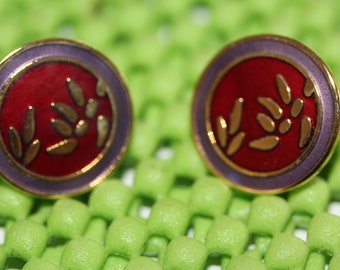 VINTAGE Laurel Burch BAMBOO pierced / post earrings