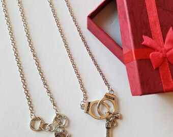 Gun and Handcuff Necklace for Policewoman. Gun Necklace.