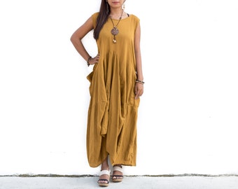 Boho Dress Women Maxi Gypsy Dress Tribal Bohemian Dress Long Yellow