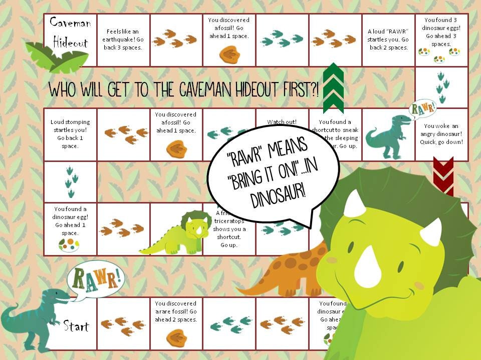 printable dinosaur board game