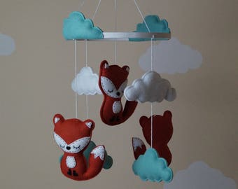 Sleepy woodland baby fox nursery mobile / wall decor,shower gift