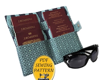 Family Passport wallet PDF pattern US or UK. 6 Passport cover pattern. Multi Passport holder pattern