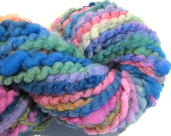 Super Bulky Handspun Yarn Where Have All The Flowers Gone 44 yards corespun spiral plied art yarn knitting supplies crochet Waldorf doll