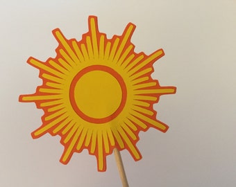 Sun cupcake toppers, 12 cupcake toppers, Graphic sun cupcake toppers, southwest sun toppers