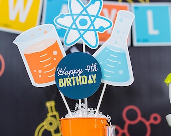Science Party Centerpieces - Science Lab Table Decorations - Printable Science Party Centerpieces - Mad Scientist Centerpieces -