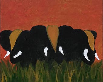 Elephants - Acrylic painting on Canvas, Contemporary Art, Home Decor