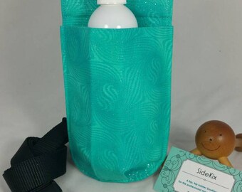 Massage therapy single 8oz lotion bottle hip holster, Sparkly Mermaid, black belt