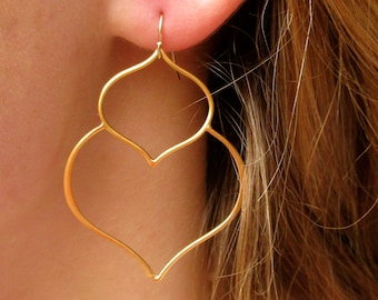 Lotus Earrings - Hoop Earrings - Silver Earrings - Gold Earrings - Dangle Earrings