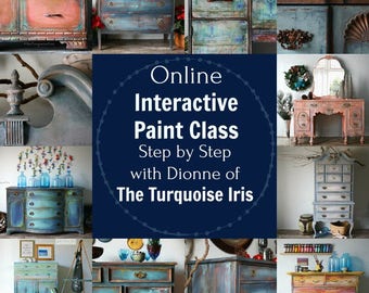 July 15th Paint Class Online and Step by Step Instruction - BLUE LAGOON