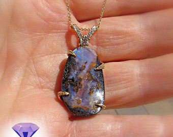 Boulder Opal and Diamond Pendant | 18kt | Video | One of a Kind