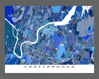 Chattanooga Map, Chattanooga TN City Map Art, Tennessee Map Prints