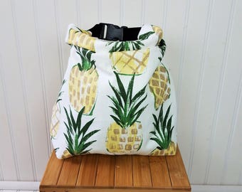 Pineapple Bag - Lunch Bag - Lunch Bag for Women - Lunch Bag Insulated - Lunch Bag Tote - Roll Top Lunch Bag