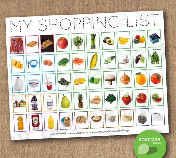 INSTANT DOWNLOAD: My Shopping List grocery list for kids