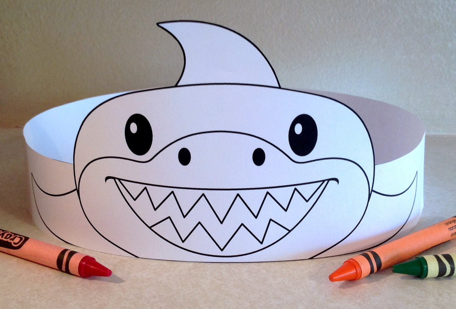Shark Paper Crown COLOR YOUR OWN Printable