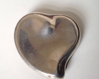 Vintage Halston Heart Compact/Elsa Peretti Design/VTG Powder Compact/Silver Abstract Heart/Mirror Compact/Art Deco Style Compact