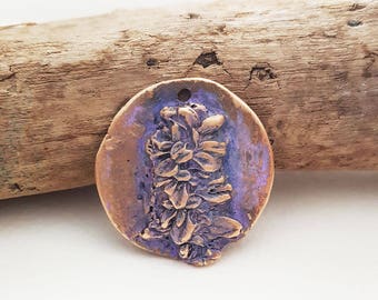 Timeworn Artifact - Handcrafted Bronze Metal Clay Botanical Disc